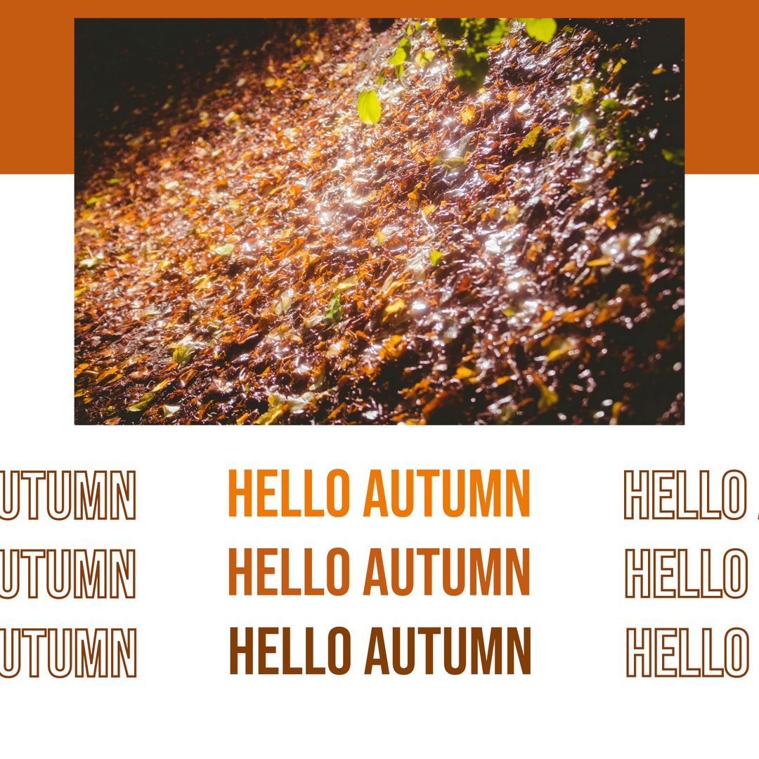 Hello Autumn Text Overlaid on Bright Autumn Leaves