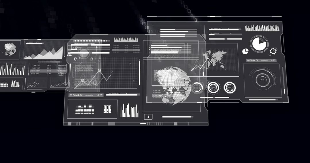 Futuristic Digital Interface with Binary Coding and Data Analysis - Free Images, Stock Photos and Pictures on Pikwizard.com