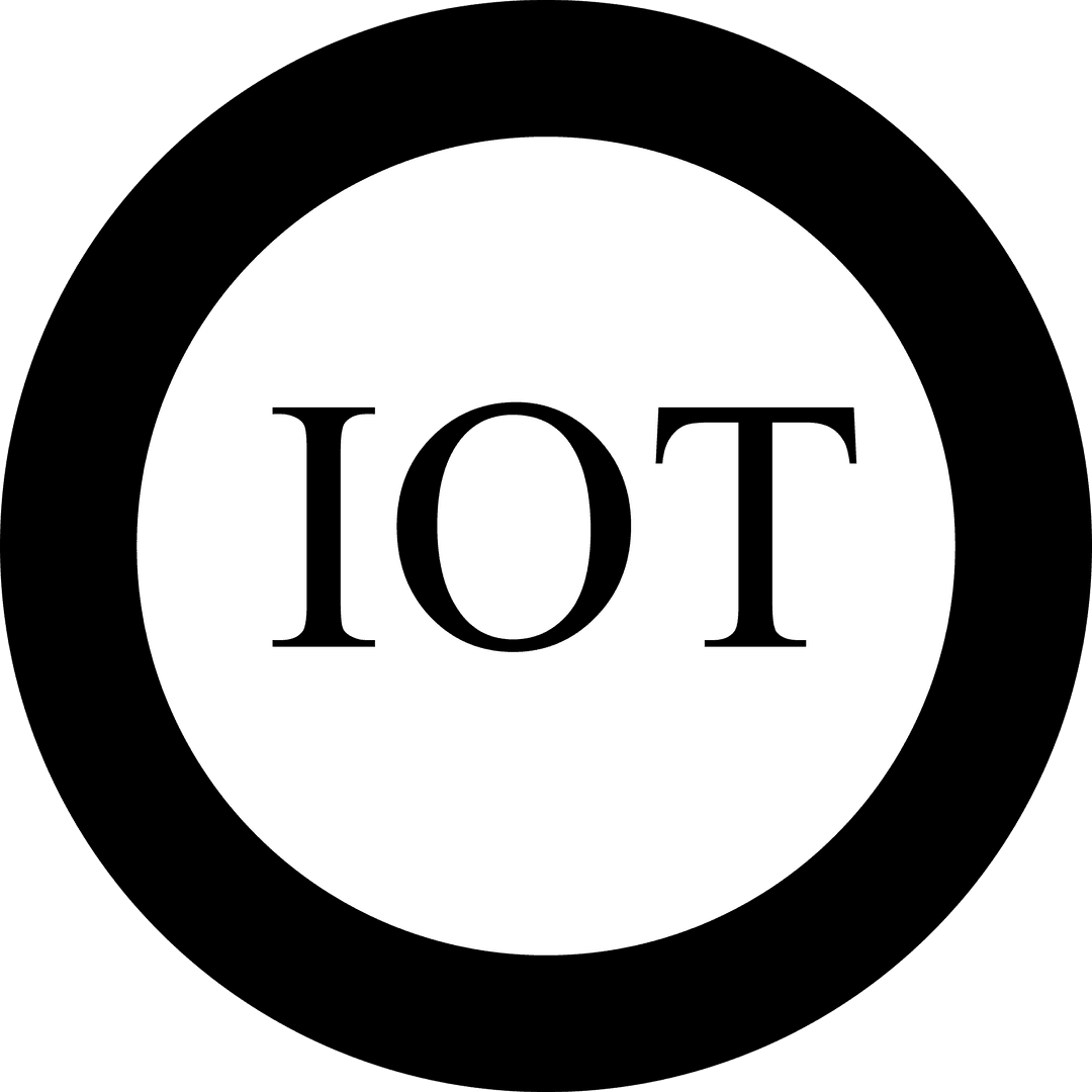 IOT Text Inside Black Circle on Transparent Background
