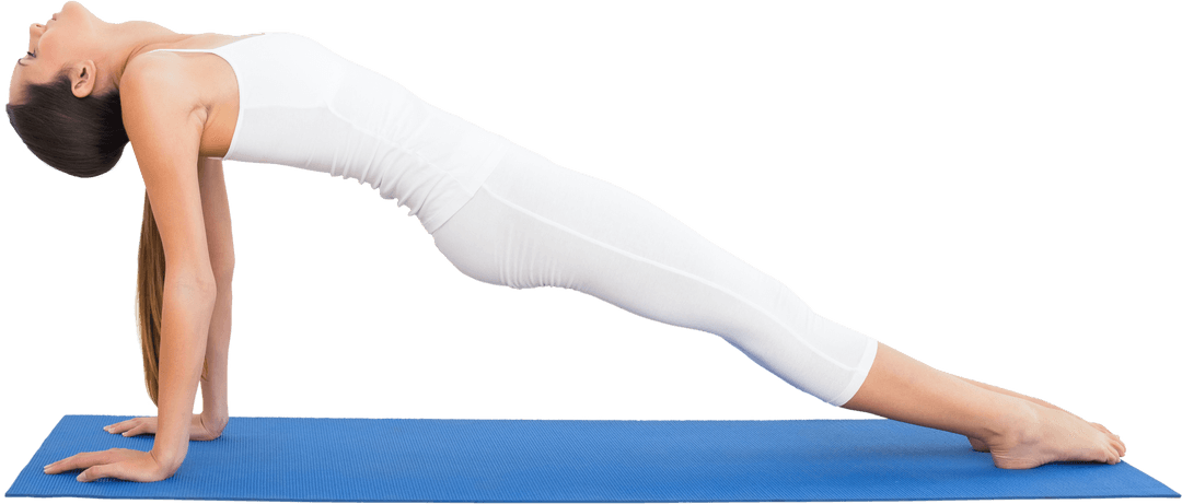 Caucasian Woman Practicing Reverse Plank Yoga Pose Transparent Background