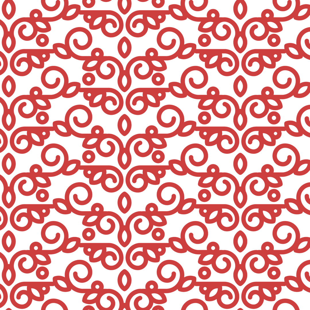 Red Ornate Vector Pattern on Transparent Background