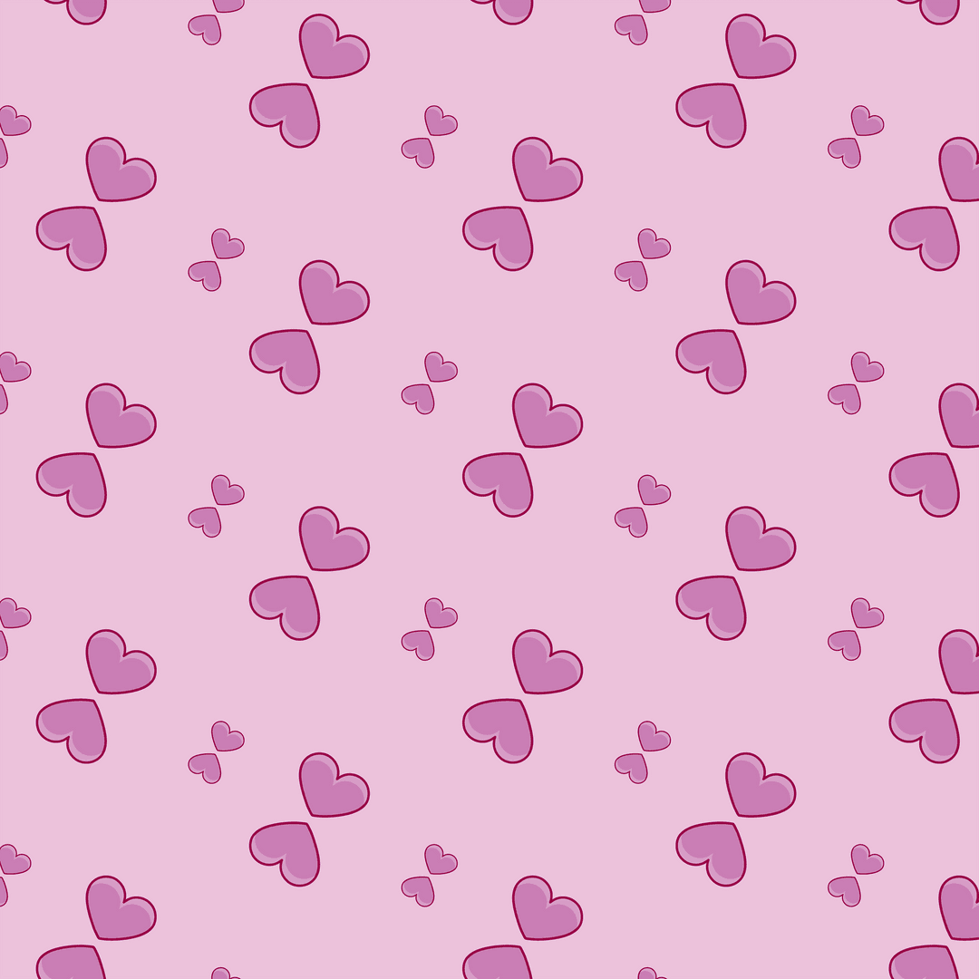 Seamless Pattern of Pink Hearts on Transparent Background