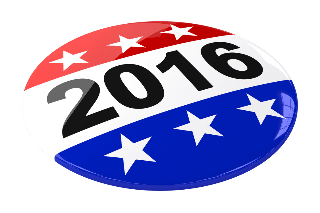 Patriotic 2016 Election Button on Transparent Background