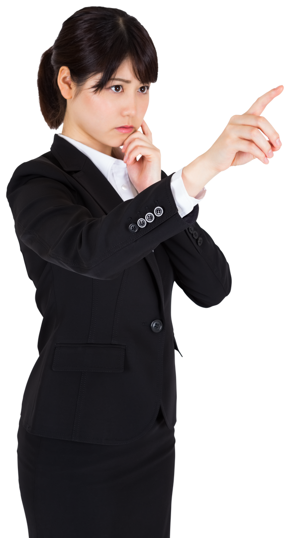 Transparent Businesswoman Pointing with Determined Look - Download Free Stock Images Pikwizard.com