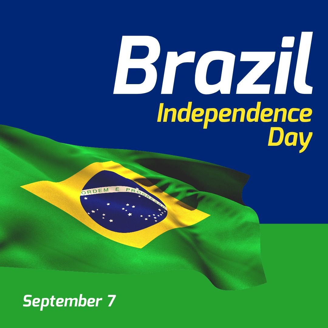 Illustration of brazil independence day text with national flag on blue background - Download Free Stock Templates Pikwizard.com