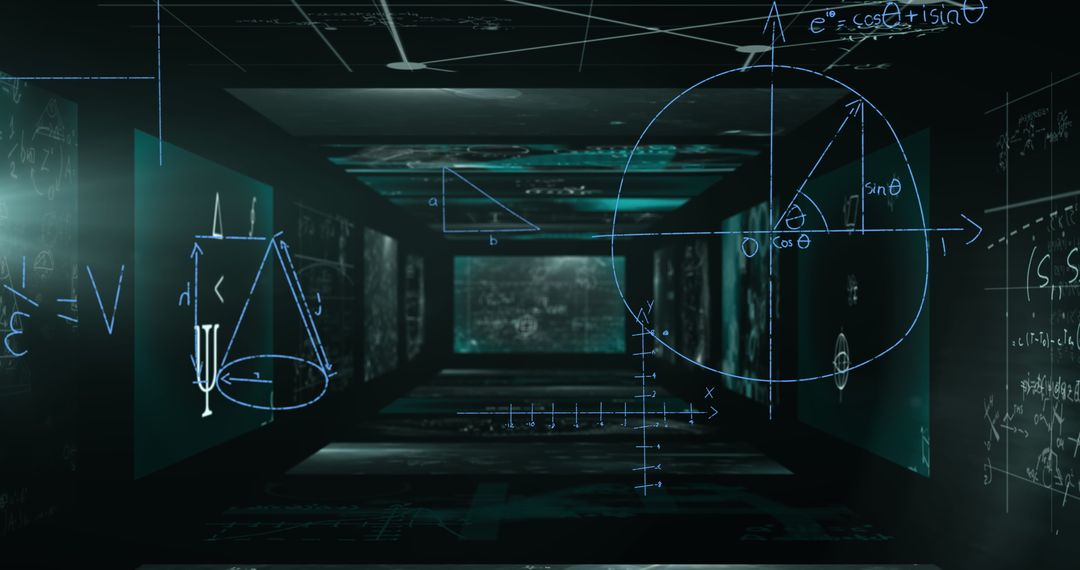 Glowing Mathematical Equations and Abstract Science Concepts