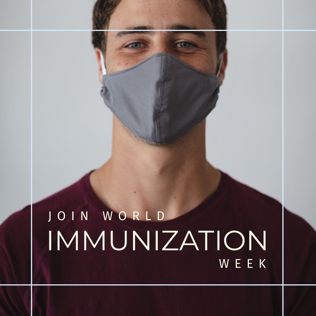 Health Campaign Awareness with Masked Man Promoting Immunization