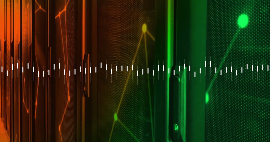 Digital Data Wave Flowing Over Servers