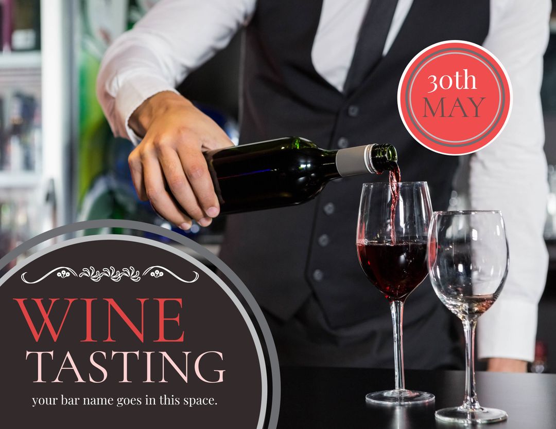 Waiter Pouring Wine for Elegant Tasting Event Announcement