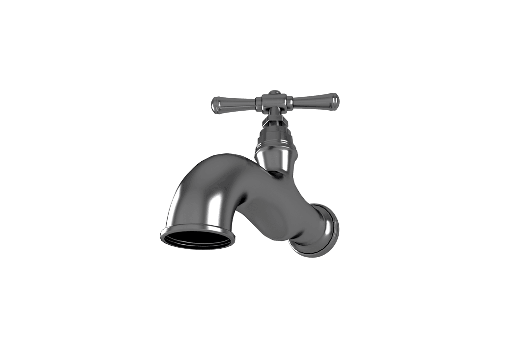 Transparent Metal Faucet on White Background