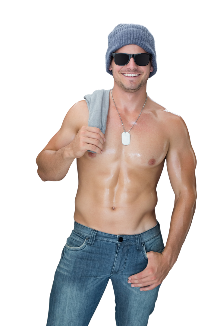 Happy Shirtless Man Wearing Sunglasses and Hat on Transparent Background - Download Free Stock Images Pikwizard.com