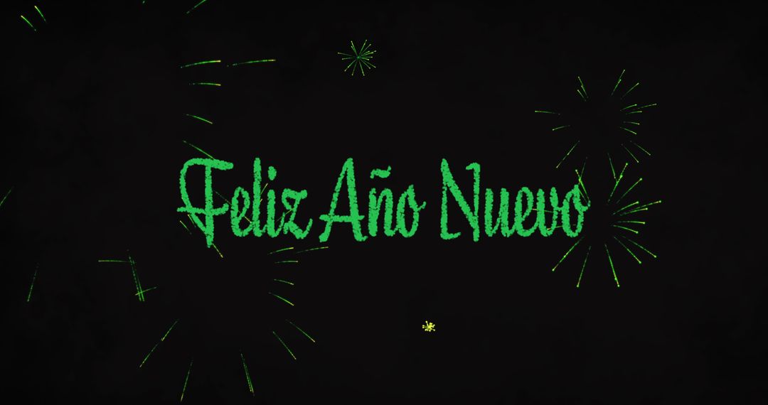 Vibrant New Year Greeting with Green Fireworks Display