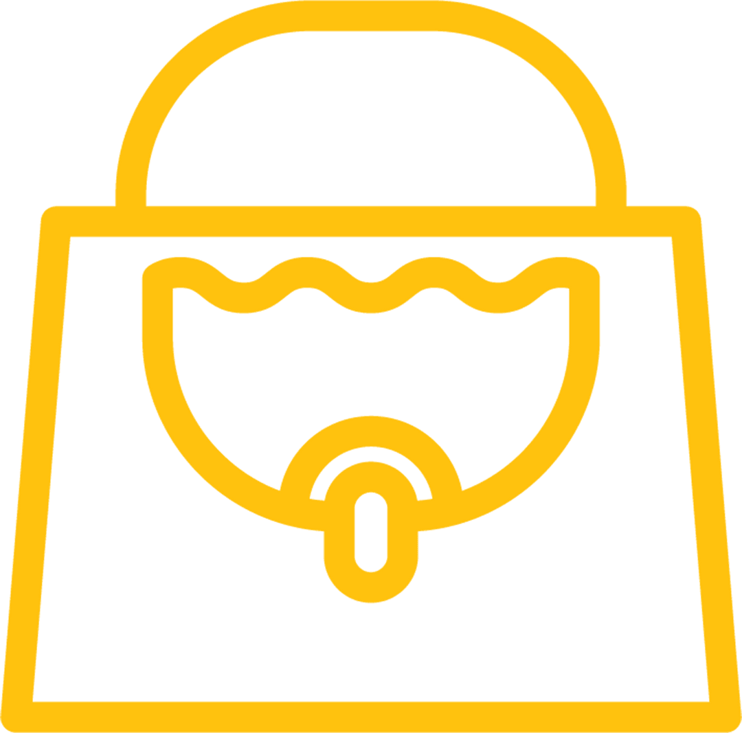 Minimalist Yellow Handbag Graphic on Transparent Background