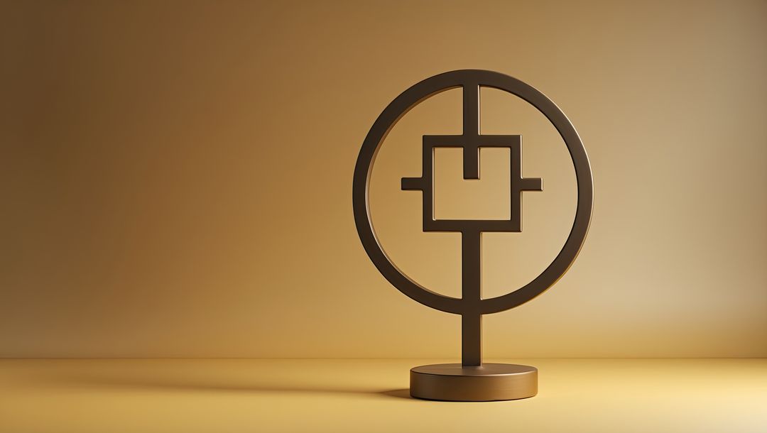 Contemporary Metallic Geometric Sculpture in Minimalist Setting