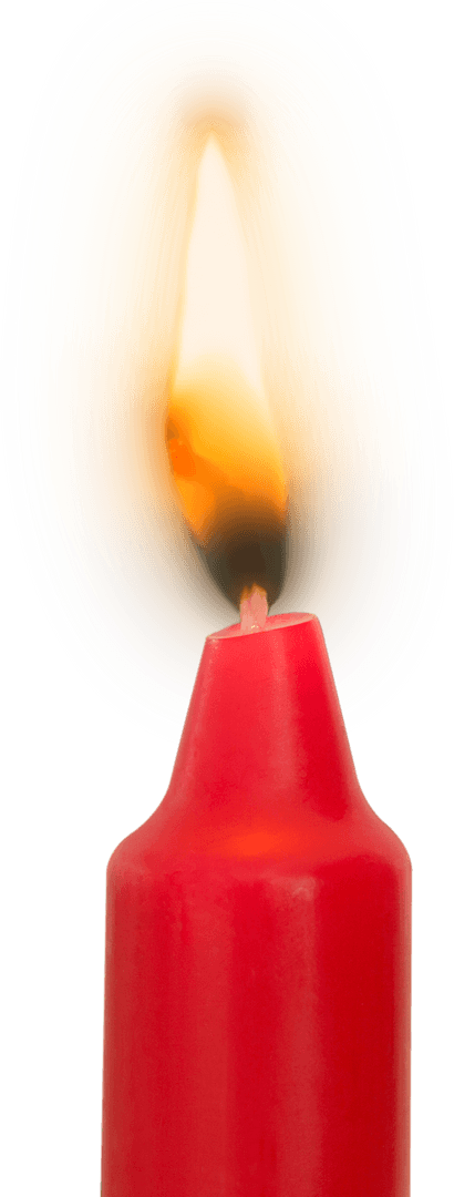 Glowing Red Candle with Warm Flame on Transparent Background