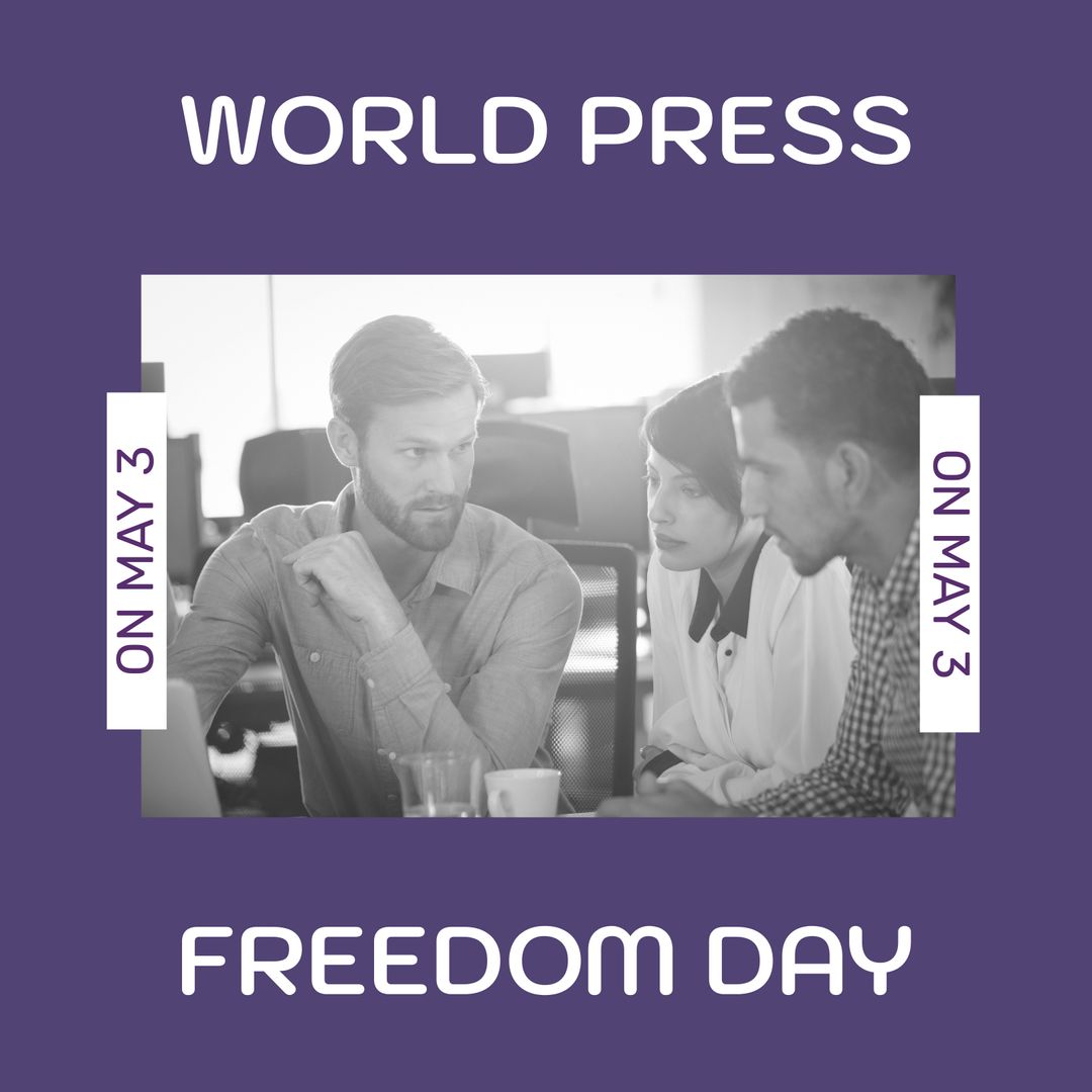 World Press Freedom Day Announcement with Diverse Colleagues