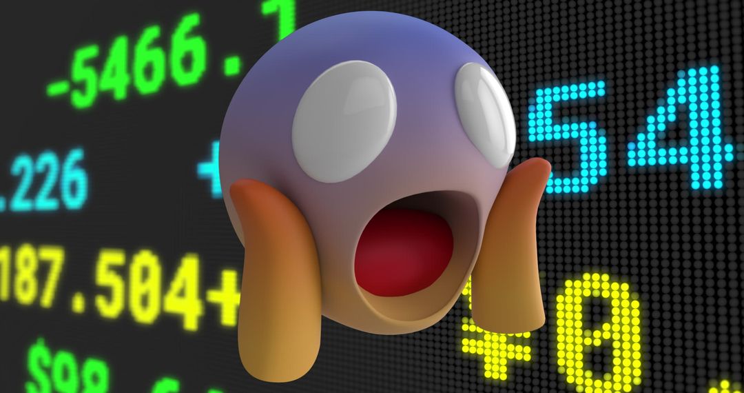 Shocked Emoji Over Stock Market Data Display - Free Images, Stock Photos and Pictures on Pikwizard.com