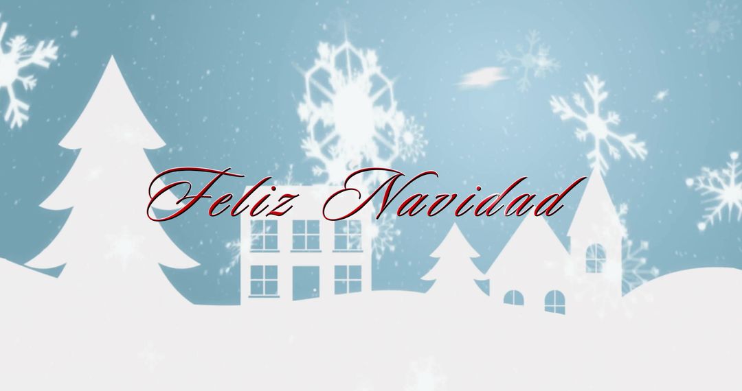 Feliz Navidad Text on Winter Wonderland Christmas Scene