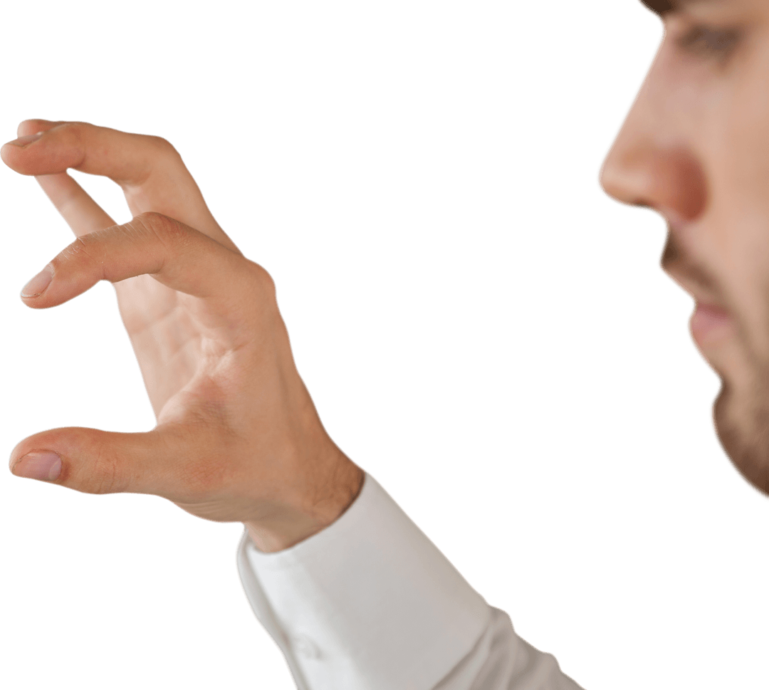 Businessman Displaying Invisible Product for Design Mockups