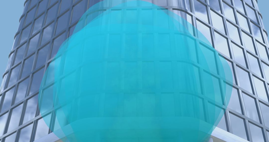 Digital Graphs Overlay on Modern Office Building Reflecting Finance Trends