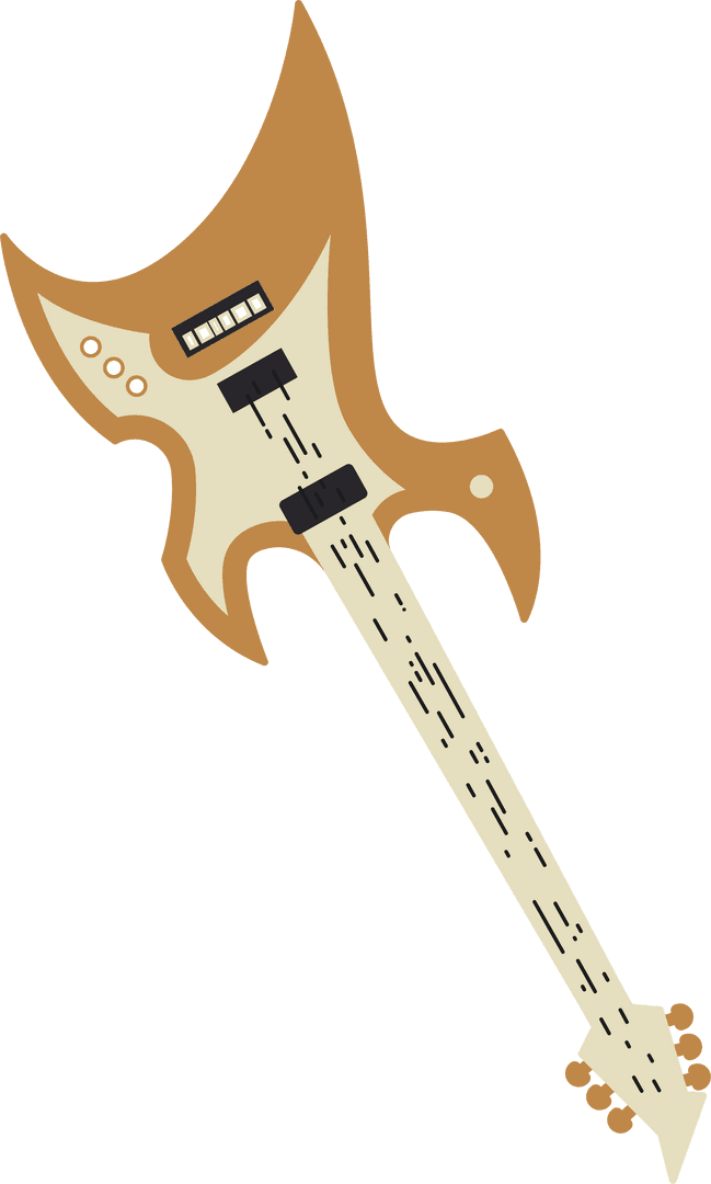 Stylish Vector Axe-Shaped Guitar on Transparent Background