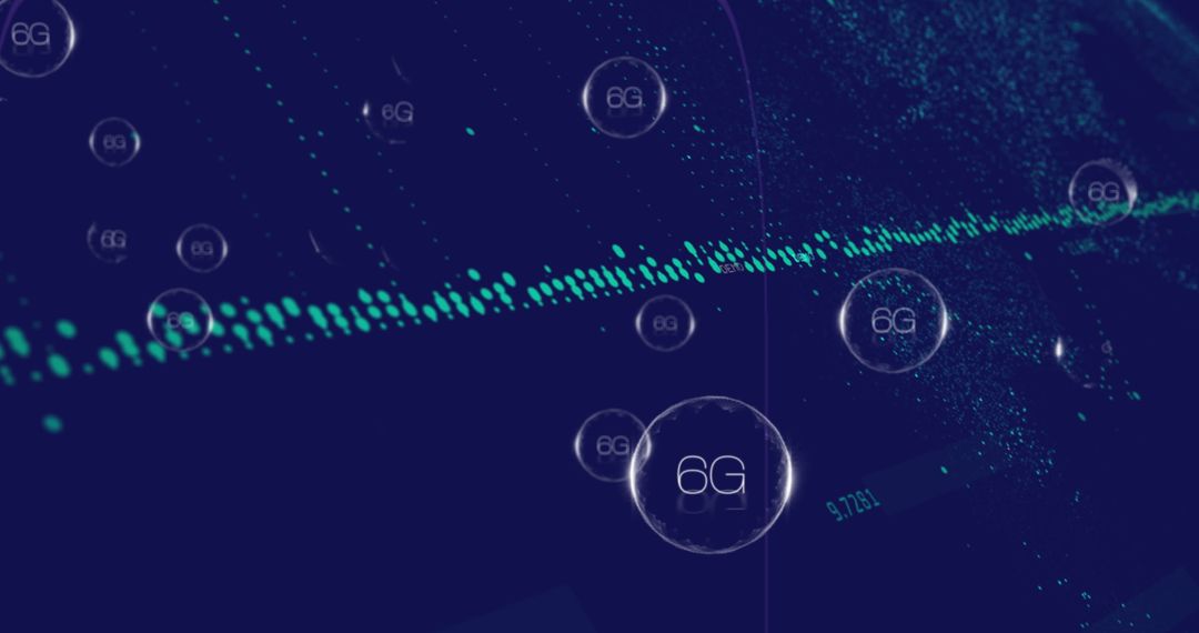 Futuristic 6G Spheres and Digital Waveform Visualization