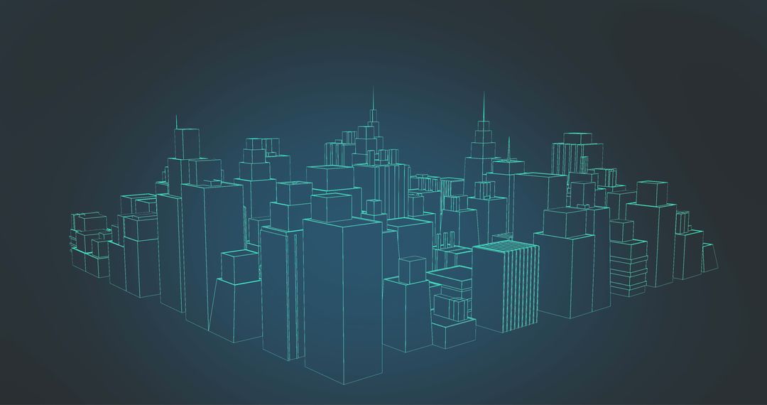 Futuristic 3D City Blueprint Render with Rotating Illusion