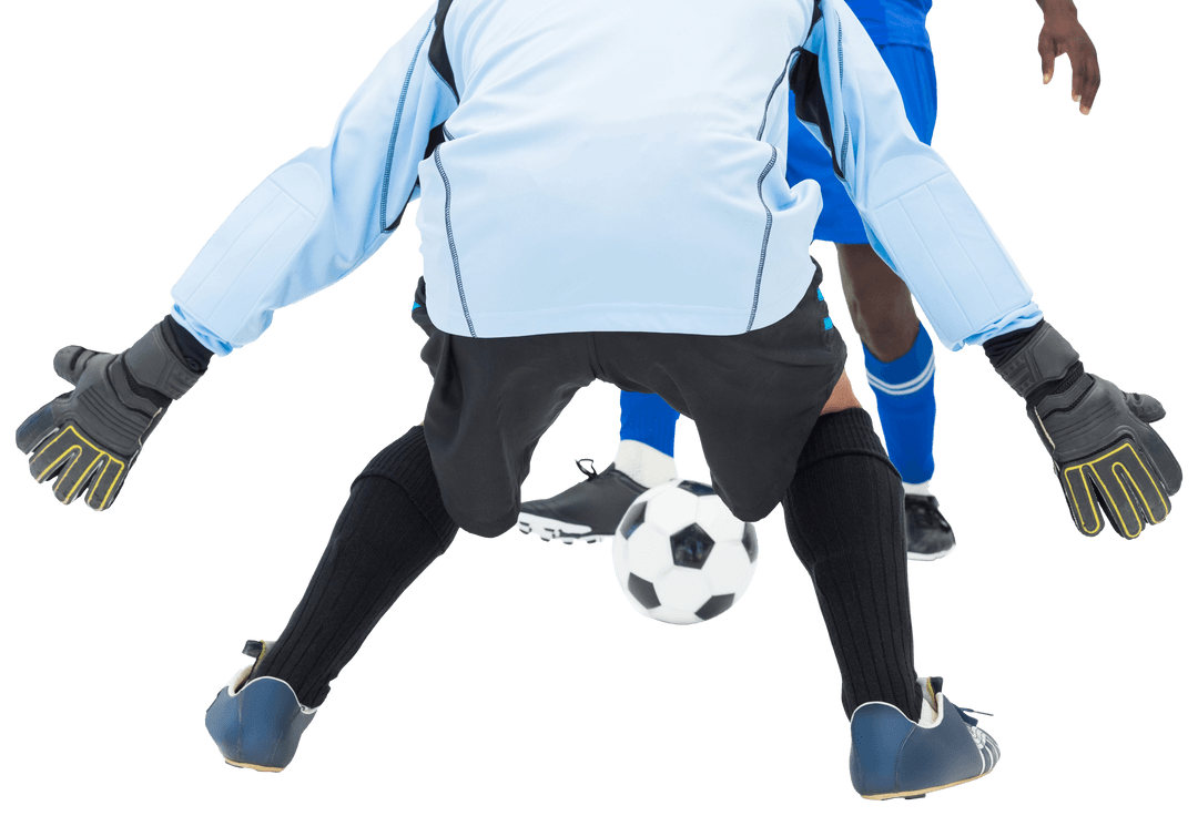 Goalkeeper Focused on Defending Transparent Action Scene