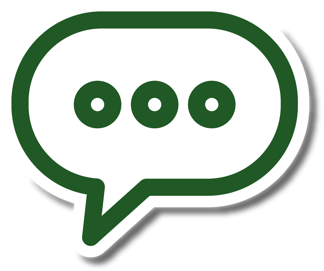 Transparent Speech Bubble with Green Outline and Three Dots