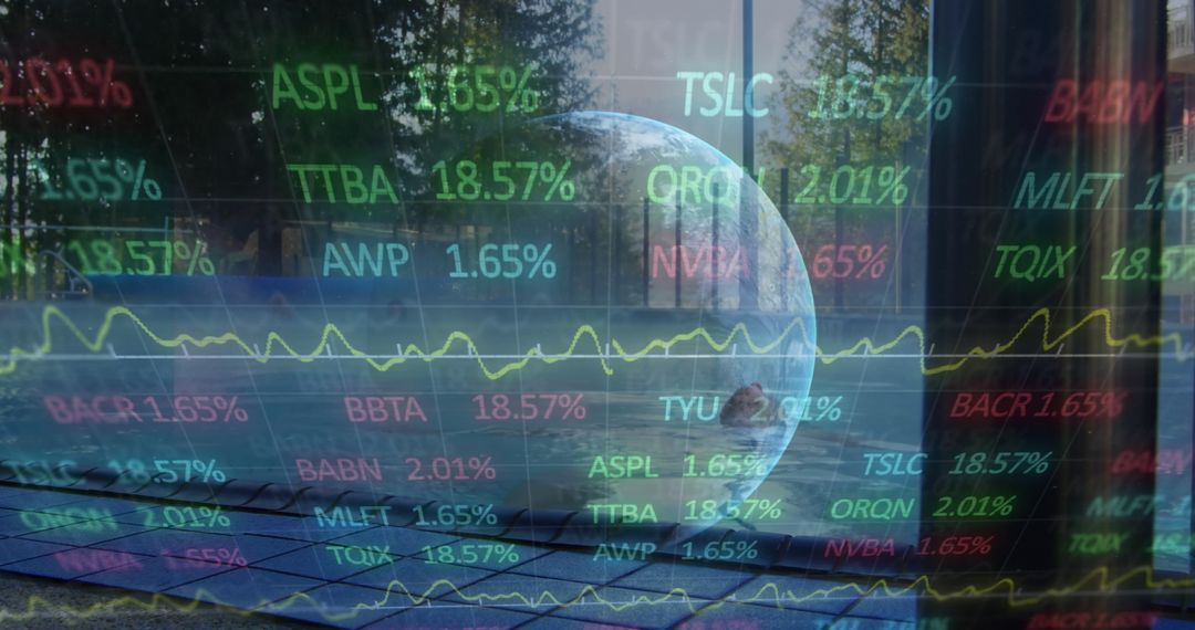 Global Economy Reflected in Stock Market Data and Pool Scene