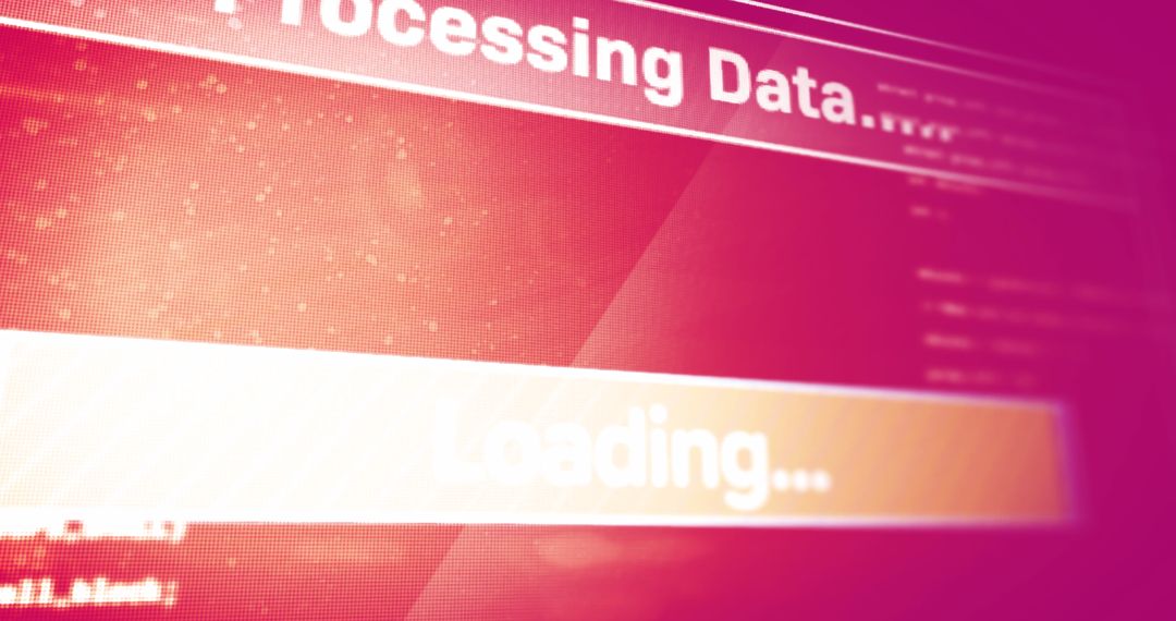 Abstract Data Processing Interface on Red Background