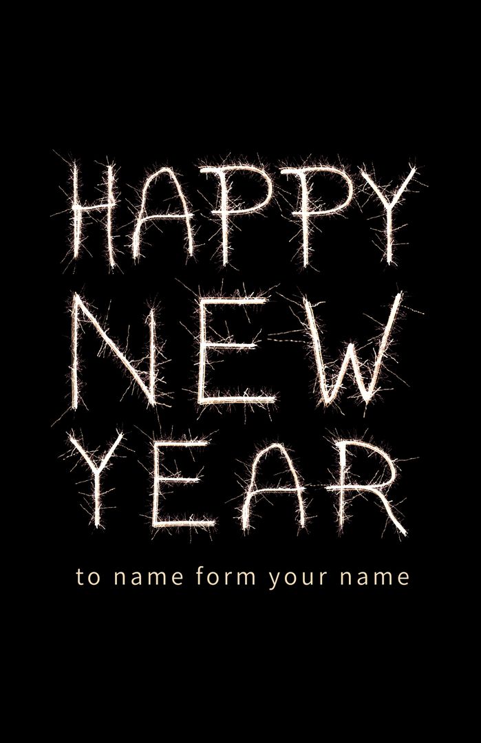 Sparkling New Year Greeting with Customizable Text on Black Background - Download Free Stock Images Pikwizard.com