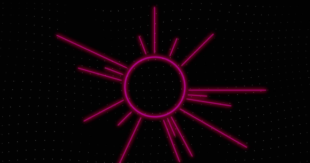 Abstract Neon Starburst with Dynamic Lines on Black Background