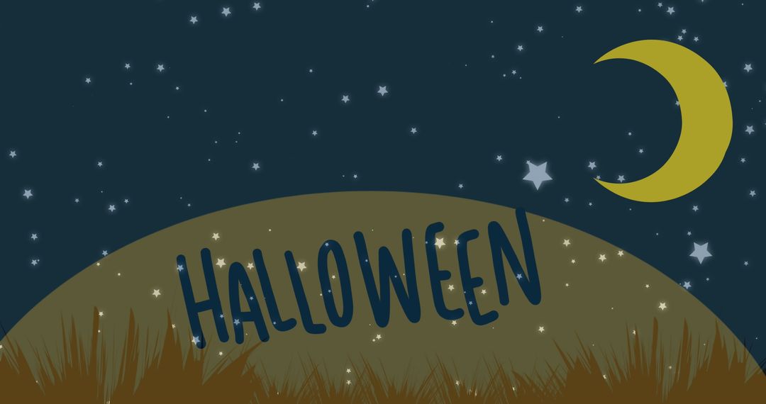 Halloween Celebration with Crescent Moon and Stars