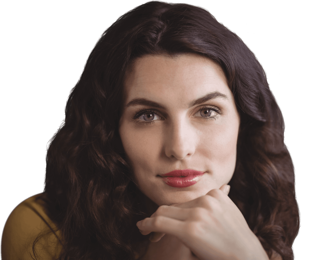 Transparent Background with Thoughtful Young Woman's Face