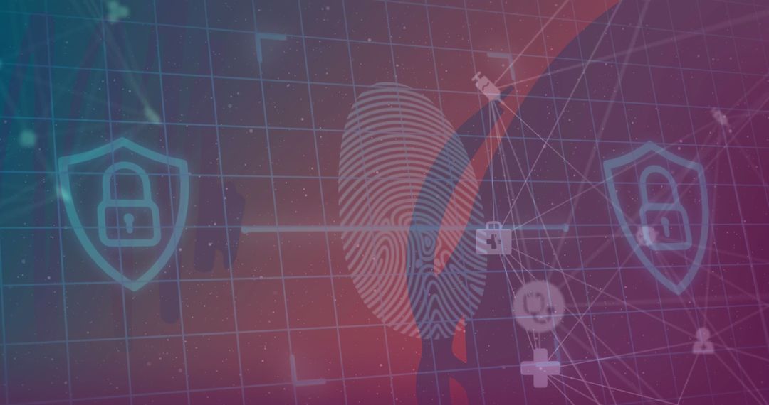 Digital Security Concept with Padlock and Fingerprint