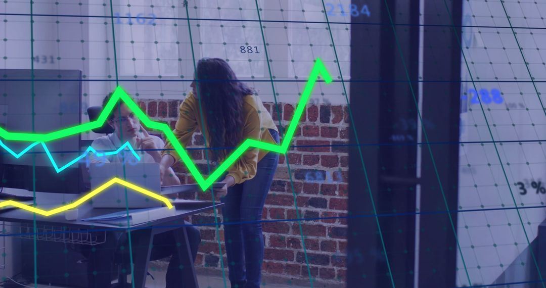 Digital Data Analytics Overlay in Modern Office Environment