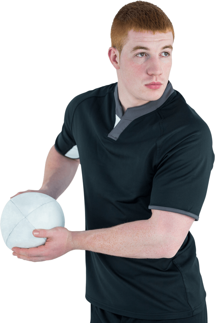 Focused Rugby Player Preparing Throwing Move Transparent Background