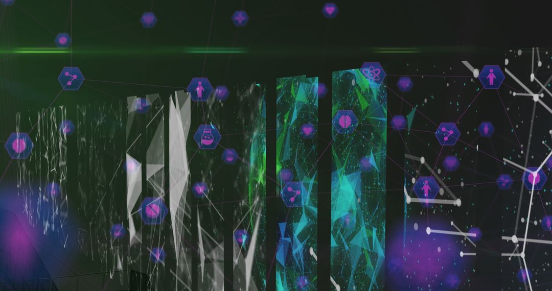 Digital Medical Icons with Global Network Interface Visualization