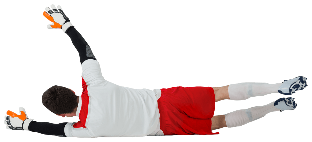 Transparent Goalkeeper Making Dynamic Dive for Save