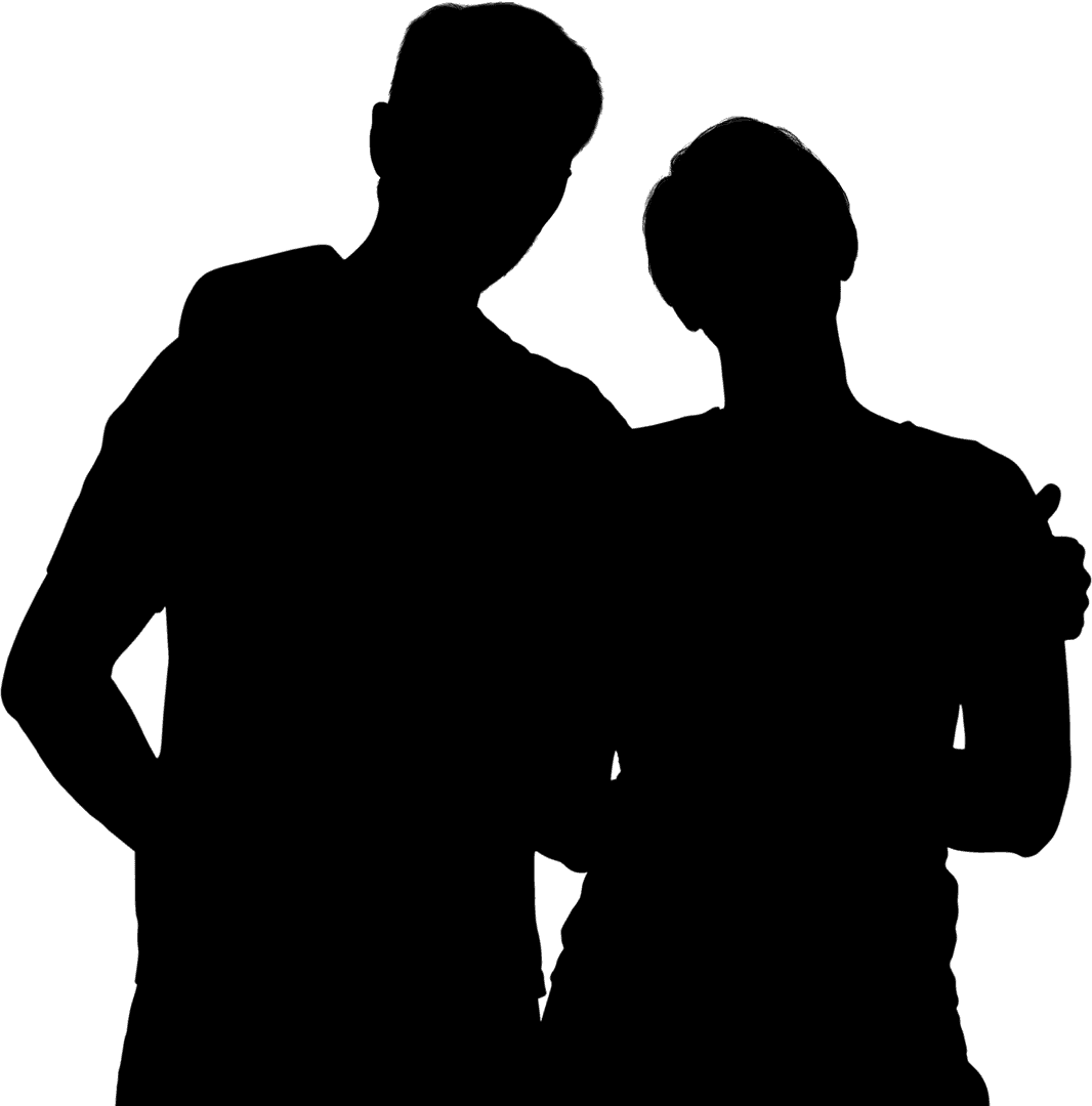Silhouette of a Couple Standing with Arms Around