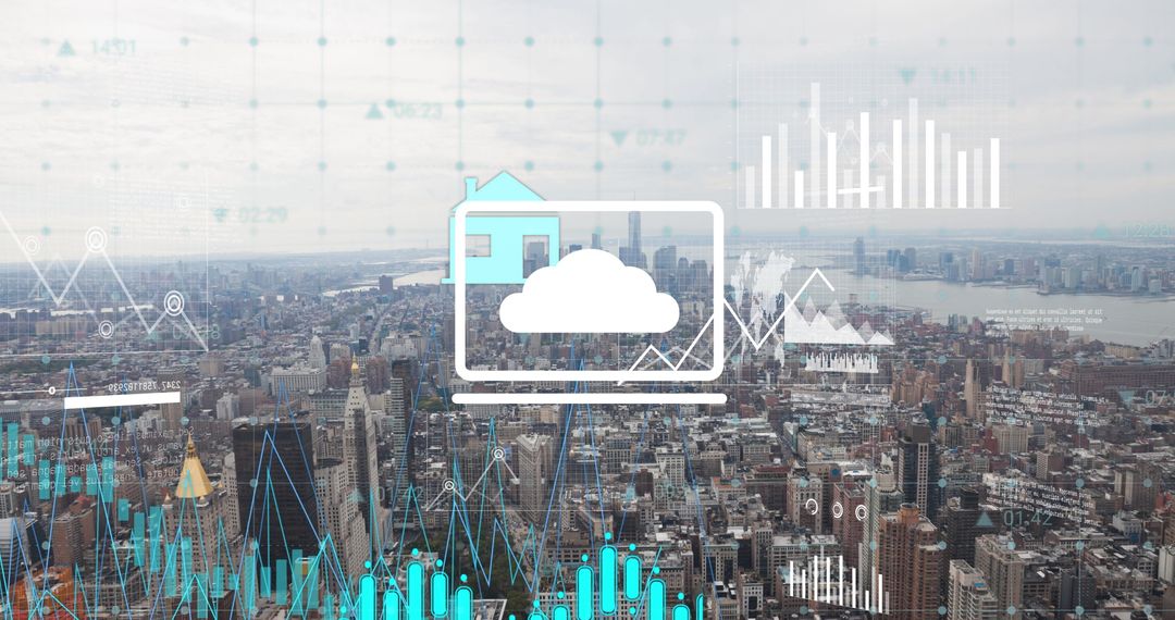 Digital Business Interface Over Urban Cityscape