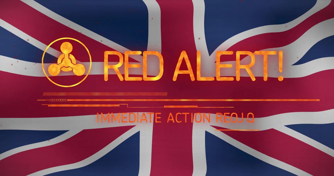 Red Alert Immediate Action Notification on UK Flag