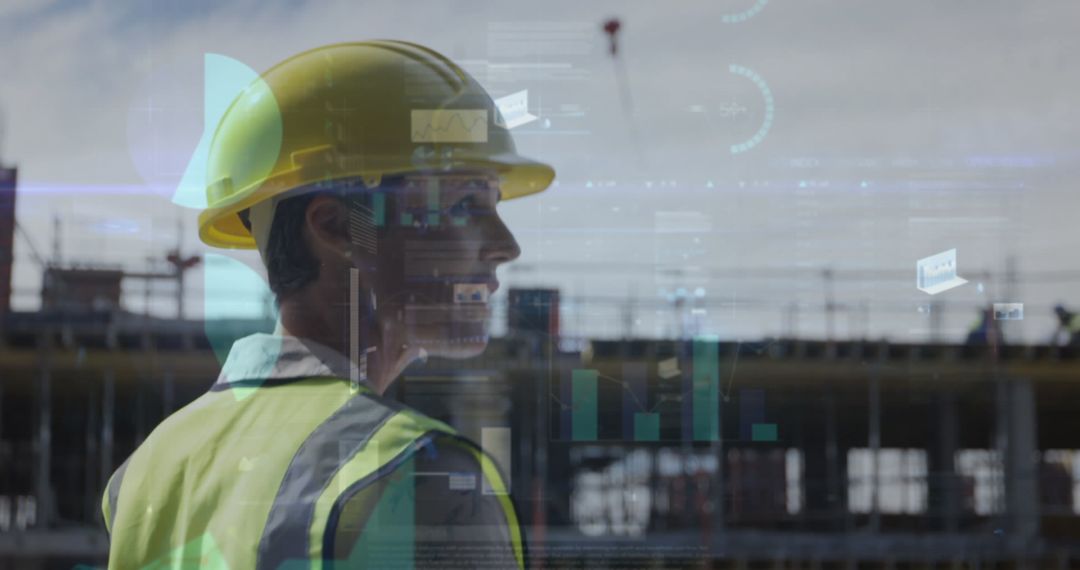 Female Architect Analyzing Data at Modern Construction Site