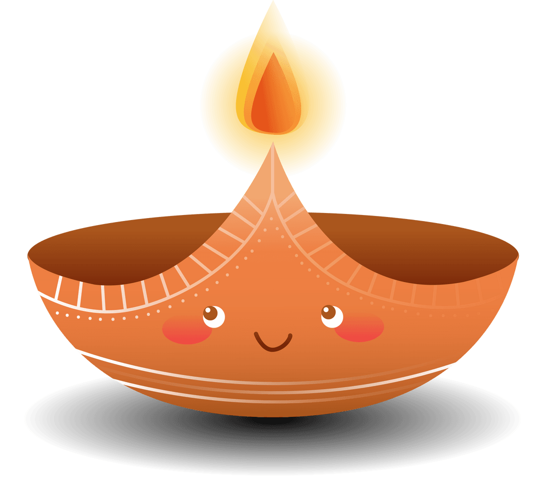 Transparent Smiling Clay Oil Lamp with Glowing Flame