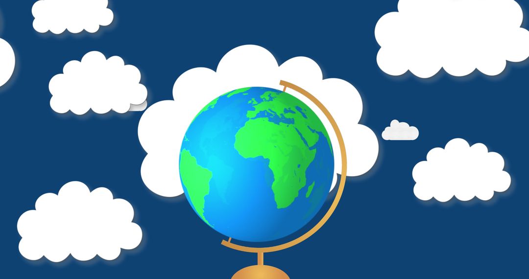 Colorful Globe with Clouds Educational Concept Art
