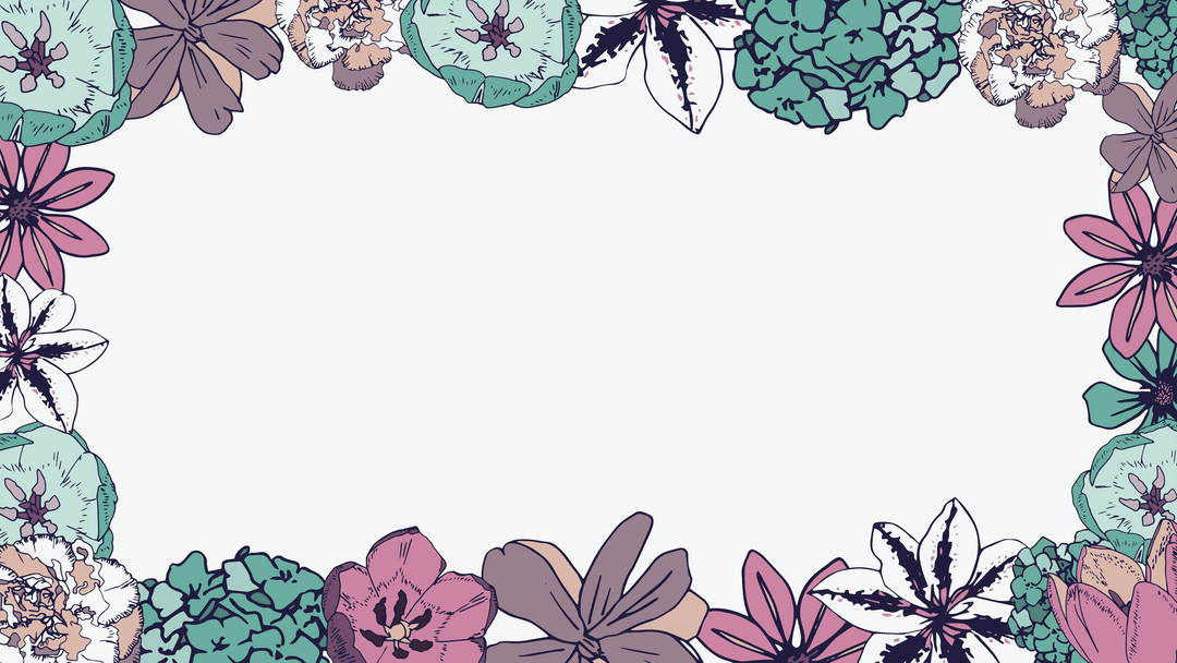 Transparent Floral Frame with Colorful Flowers on Borders