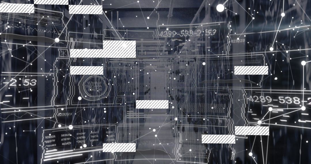 Abstract Interface Overlayed on Computer Server Room