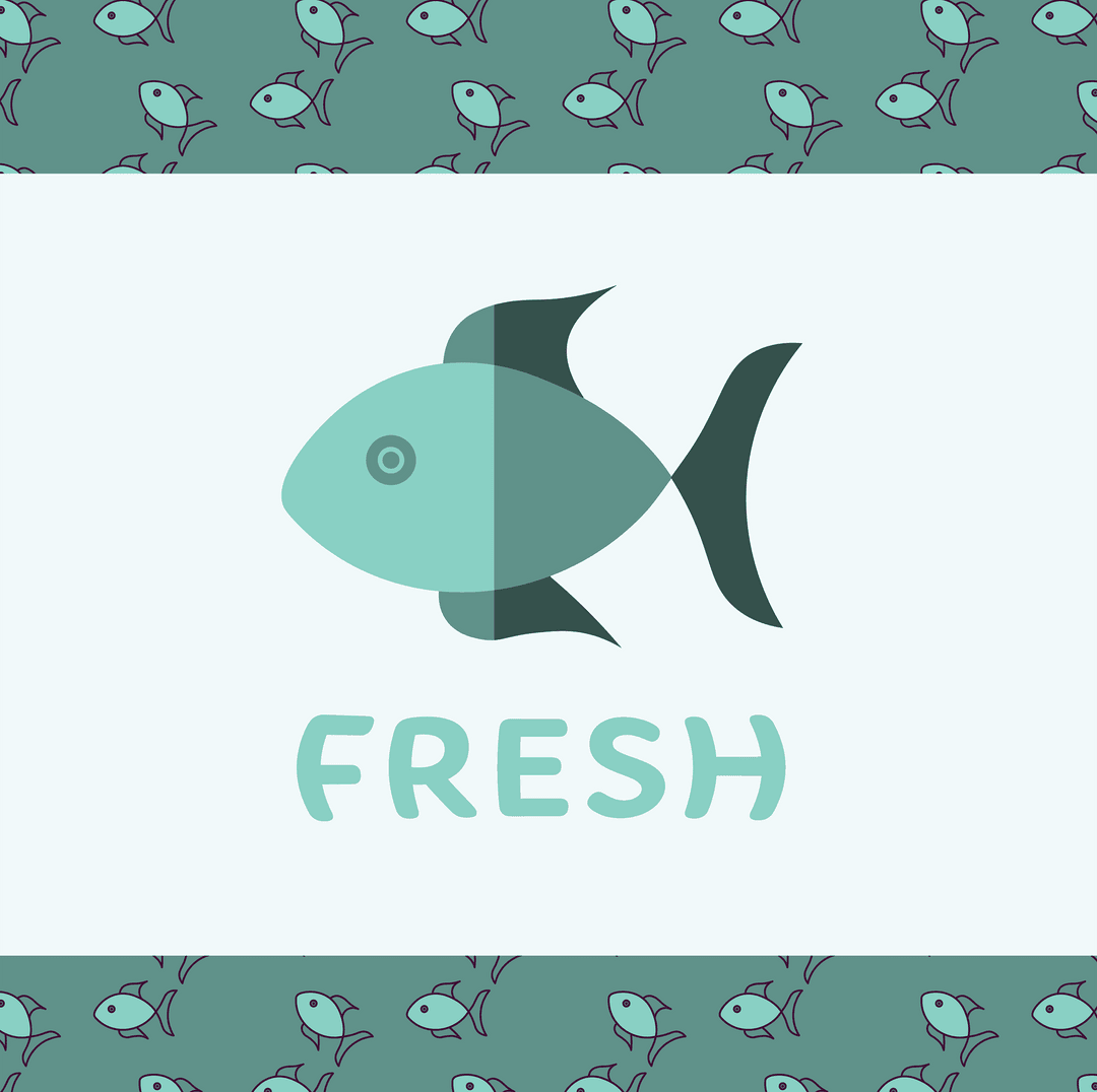 Fish Pattern Digital Illustration With Fresh Text on Transparent Background