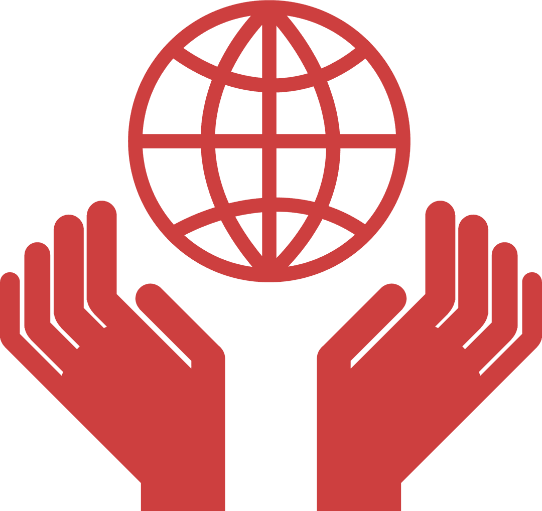 Transparent Hands Holding Globe Icon Symbolizing Global Unity